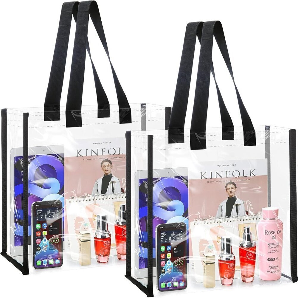 2-Pack Stadium Approved Clear Tote Bag, 12x12x6 Clear Lunch Bag, Perfect for Wor